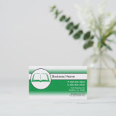 緑の白いカスタムのオープンブック名刺 名刺 (スタンド正面)