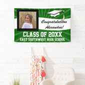 緑の白いカスタム写真卒業サイン 横断幕 (インサイチュ)