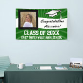 緑の白いカスタム写真卒業サイン 横断幕 (トレードショー)