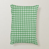 緑の白いギンガムの点検パターン アクセントクッション (裏面(縦))