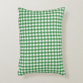 緑の白いギンガムの点検パターン アクセントクッション (正面(垂直))