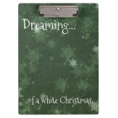 緑の白いクリスマスの雪のかけら夢 クリップボード (正面)