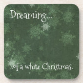 緑の白いクリスマスの雪のかけら夢 コースター (正面)