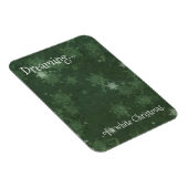 緑の白いクリスマスの雪のかけら夢 マグネット (右側)