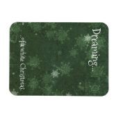 緑の白いクリスマスの雪のかけら夢 マグネット (横)