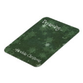 緑の白いクリスマスの雪のかけら夢 マグネット (左側)