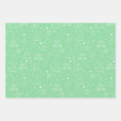 緑の白いクリスマスアウトライン ラッピングペーパーシート (正面)