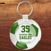 緑の白いサッカーボールwチームカラースポーツ キーホルダー (正面)