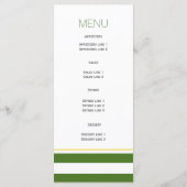 緑の白いストライプクローバー結婚アイリッシュのメニューカード メニュー (裏面)