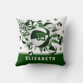 緑の白いスポーツルーム女の子のバスケットボールの星 クッション (裏面)