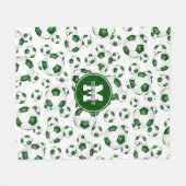 緑の白いスポーツ女の子の男の子サッカールームの装飾 フリースブランケット (正面(横))