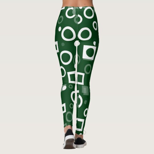 緑の白いダイヤモンドのシェイプレギンス レギンス (裏面)
