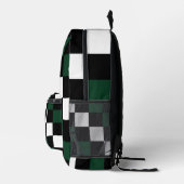 緑の白いチェッカーボード プリントバックパック (右)