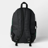 緑の白いチェッカーボード プリントバックパック (裏面)