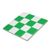 緑の白いチェッ市松模様にクパターン タイル (側面)