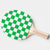 緑の白いチェッ市松模様にクパターン 卓球ラケット (横)