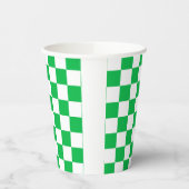 緑の白いチェッ市松模様にクパターン 紙コップ (左)