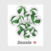 緑の白いチームカラーのバスケットボールの子供の名前 シール (シート)