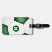 緑の白いチームカラーサッカー選手 ラゲッジタグ (正面横)