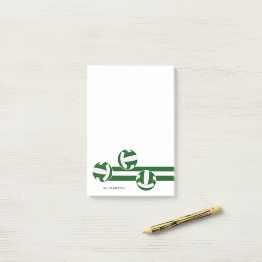 緑の白いチームカラーバレーボールストライプボール ポストイット (デスク上)