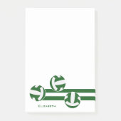 緑の白いチームカラーバレーボールストライプボール ポストイット (正面)