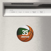 緑の白いチームカラーリアルなバスケットボール マグネット (インサイチュ (食洗機))