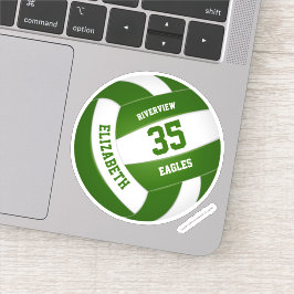 緑の白いチームカラー女の子の男の子バレーボール シール