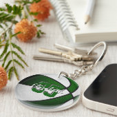 緑の白いチームカラー女の子バスケットボール キーホルダー (正面右)