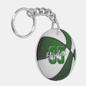 緑の白いチームカラー女の子バスケットボール キーホルダー (正面左)