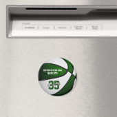 緑の白いチームカラー女の子バスケットボール マグネット (インサイチュ (食洗機))