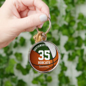 緑の白いチームカラー男の子バスケットボール キーホルダー (手)