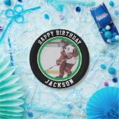 緑の白いチームカラー|アイスホッケー誕生日パーティー ペーパープレート (パーティー)