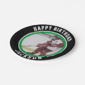 緑の白いチームカラー|アイスホッケー誕生日パーティー ペーパープレート (アングル)