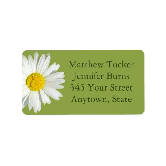 緑の白いデイジーの封筒の宛名ラベル ラベル (正面)