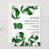 緑の白いバスケットの子供のスポーツ誕生日 招待状 (正面)