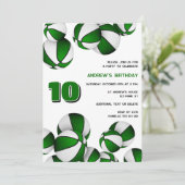 緑の白いバスケットの子供のスポーツ誕生日 招待状 (スタンド正面)