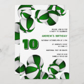 緑の白いバスケットの子供のスポーツ誕生日 招待状 (正面/裏面)