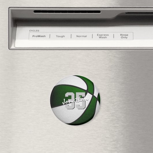 緑の白いバスケットチームカラーパーソナライズされた マグネット (インサイチュ (食洗機))