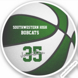 緑の白いバスケットボールの女の子の男の子チームカラー シール