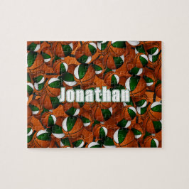 緑の白いバスケットボールの男の子チームカラー ジグソーパズル