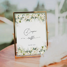 緑の白いバラおむつラッフルサイン 台座サイン