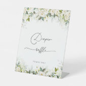 緑の白いバラおむつラッフルサイン 台座サイン (正面)