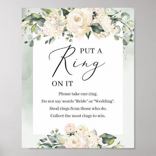 緑の白いバラがゲームの看板にリングを置く ポスター (正面)