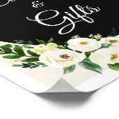 緑の白いバラのフローラカードとギフトサイン ポスター (角)