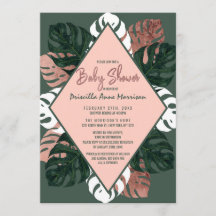 緑の白いバラの金ゴールドのスイスチーズのベビーシャワー