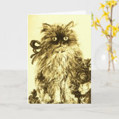 緑の白いバラを持つ父の日の子猫 カード (黄色い花)