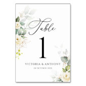 緑の白いバラ結婚のテーブル番号 テーブルナンバー (裏面)
