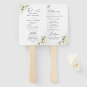 緑の白いバラ結婚ズハンドファン ハンドファン (正面&裏面)