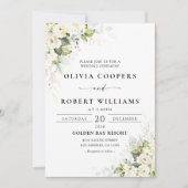 緑の白いバラ結婚ズ 招待状 (正面)