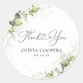 緑の白いバラ赤ちゃんシャワーありがとうステッカー ラウンドシール (正面)